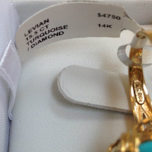 NWT $4,750 LeVian Le Vian Turquoise Diamond 14K Yellow & White Gold Ring Size 7 - Picture 6 of 7